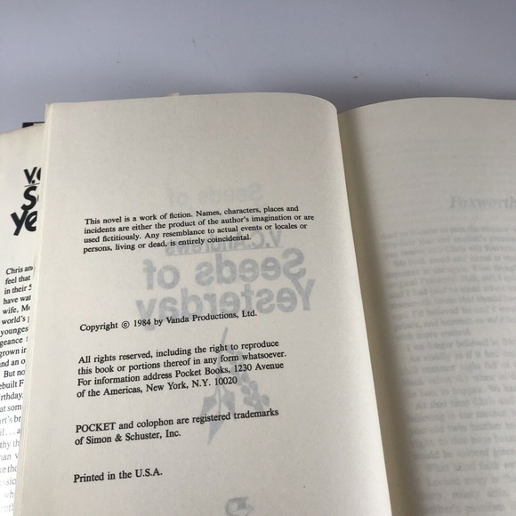 Seeds of Yesterday by V.C. Andrews Hardcover Book Club Edition 1984 Dust Jacket - Picture 7 of 7